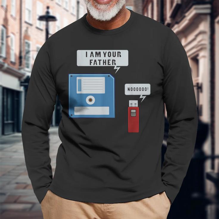 Usb Floppy Disk Geek Computer Nerd Langarmshirts Geschenke für alte Männer