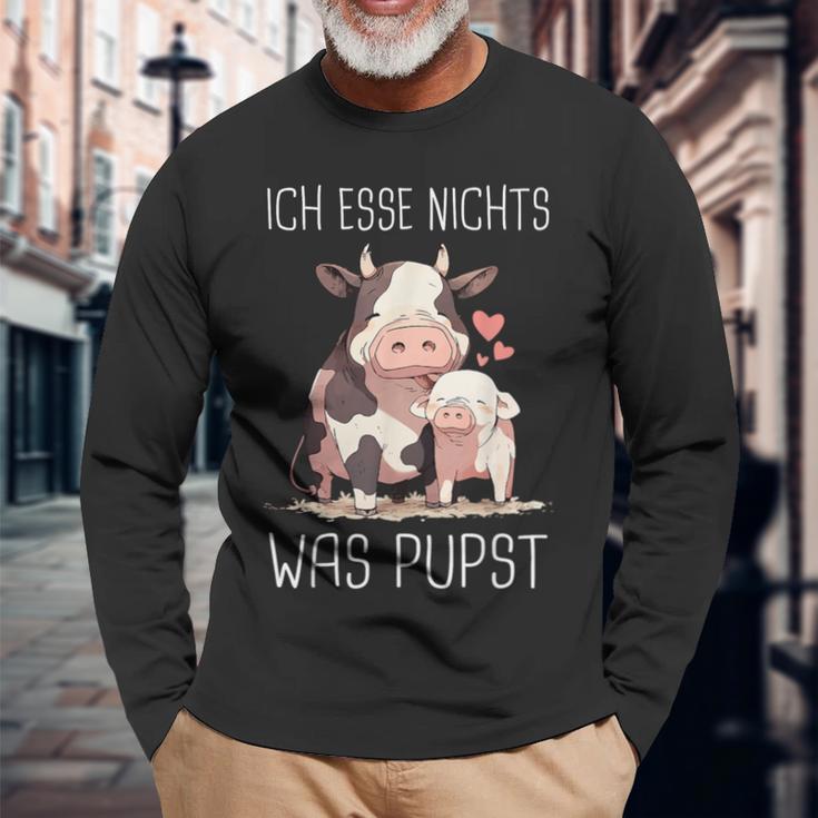 Vegetarier Ich Essen Nichts Was Pupsteganegetarian Langarmshirts Geschenke für alte Männer