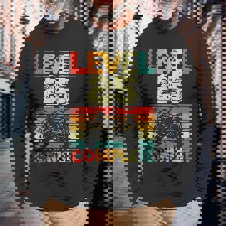 Video Gamer Nivel 25 Completo Retro 25 Aniversario De Bodas Camiseta de manga larga Regalos para ancianos