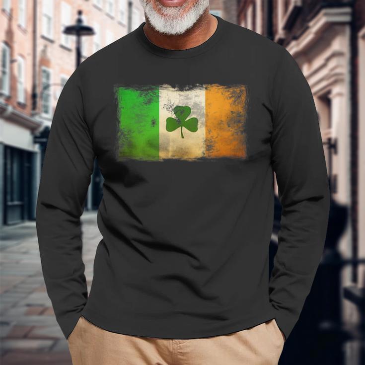 Vintage Flag Ireland Grunge Distressed Irish Top Langarmshirts Geschenke für alte Männer