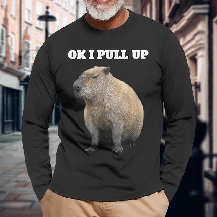 Vintage Ok I Pull Up Capybara Langarmshirts Geschenke für alte Männer