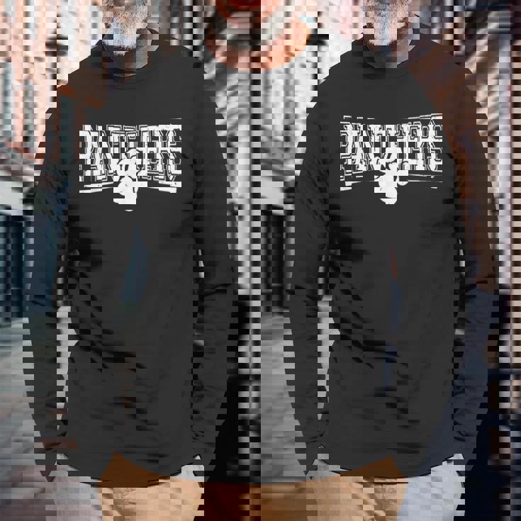 Vintage Panthers School Sports Name Spirit Go Back To School Long Sleeve T-Shirt Gifts for Old Men