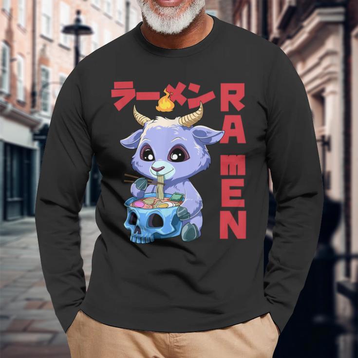 Vintage Ramen Baphomet Otaku Anime Baphomet Langarmshirts Geschenke für alte Männer