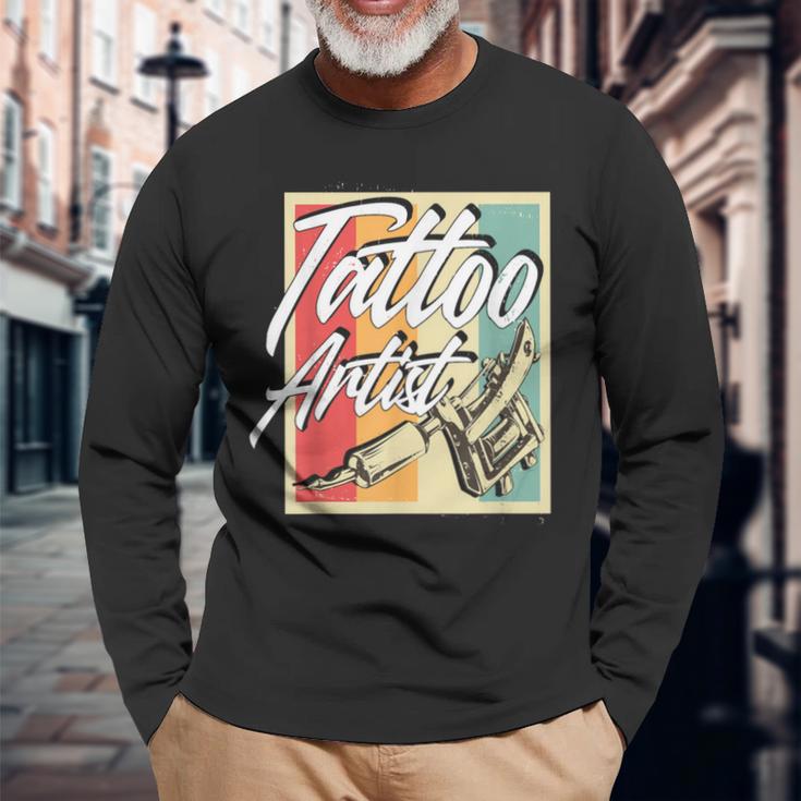 Vintage Retro Tattoo Artist Tattoo Artist Tattoo Langarmshirts Geschenke für alte Männer