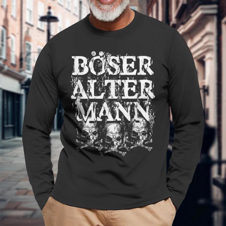 Vintage Skull Old Man Bad Old Man Langarmshirts Geschenke für alte Männer