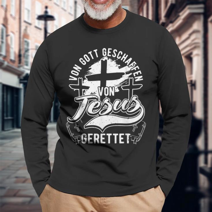 Von Gott Geschaffenon Jesus Langarmshirts Geschenke für alte Männer