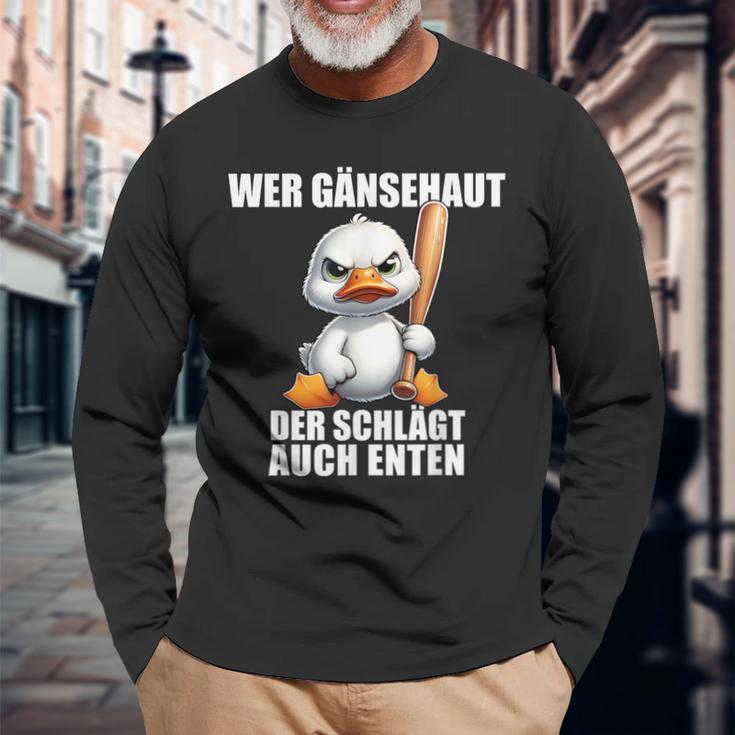 Wer Gänsehaut Der Schlagt Auch Enten Children's Langarmshirts Geschenke für alte Männer