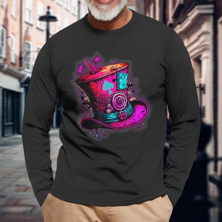 We're All Mad Here Pink Steampunk Alice In Wonderland Hat Langarmshirts Geschenke für alte Männer