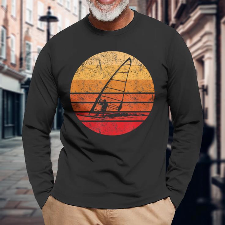 Windsurf Retrointage Sunset Langarmshirts Geschenke für alte Männer