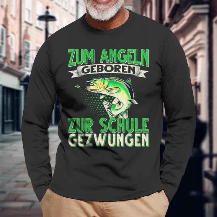 Zum Angeln Geboren Zum Angeln Geboren Zur Schule Gezw Langarmshirts Geschenke für alte Männer