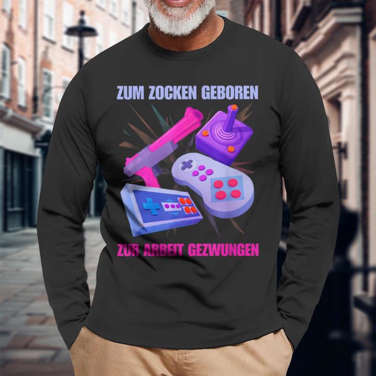 Zum Zocken Geboren Zum Arbeit Forces I Console Ps5 Gaming Langarmshirts Geschenke für alte Männer