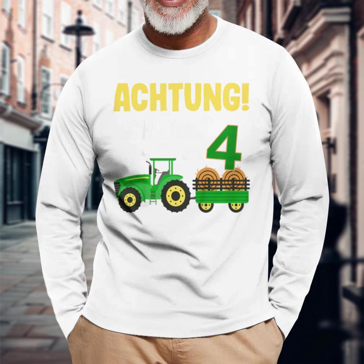 Children's 4Th Birthday Achtung Ich Bin Schon 4 Jahre Tractor Tractor Langarmshirts Geschenke für alte Männer