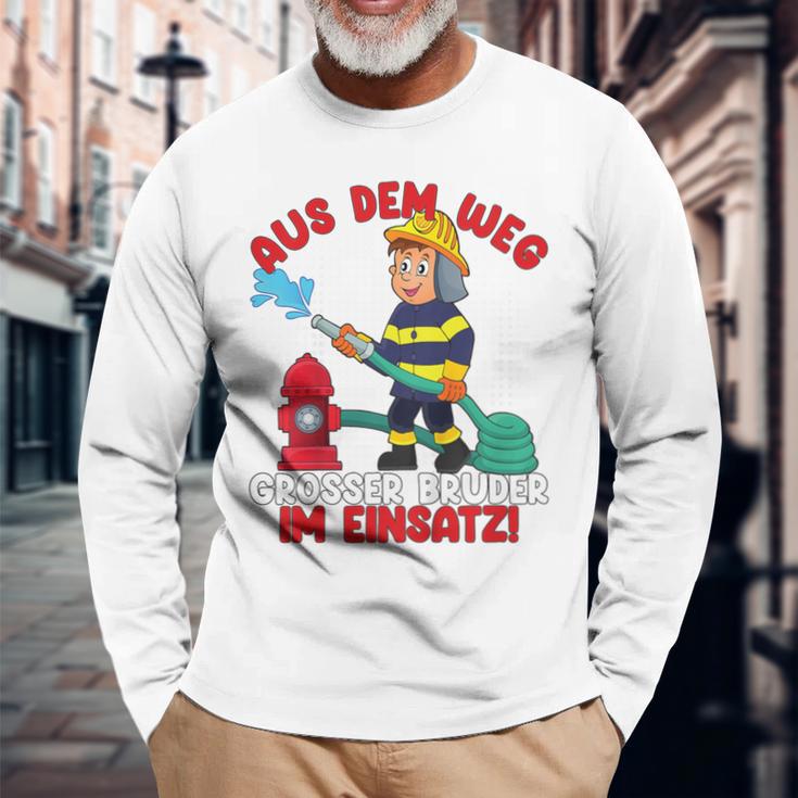 Children's Aus Dem Weg Grosser Bruder Im Einatz Fire Brigade German L Langarmshirts Geschenke für alte Männer