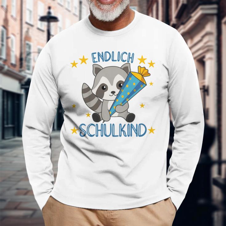 Children's Endlich Schulkind Raccoon School Cone School Cute Raccoon 80 Langarmshirts Geschenke für alte Männer