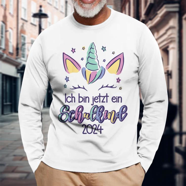 Children's Hurra Ich Bin Jetzt Ein Schulkind 2024 Unicorn First Day At School Langarmshirts Geschenke für alte Männer