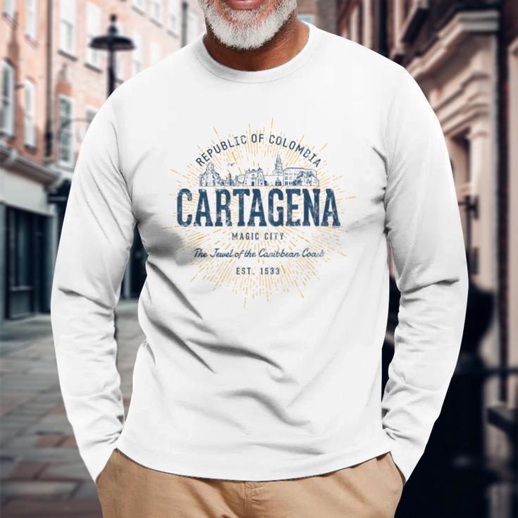 Colombia Retro Styleintage Cartagena Langarmshirts Geschenke für alte Männer