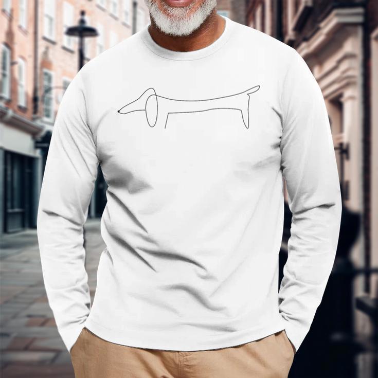 Dachshund Single Line With Dog Owner Langarmshirts Geschenke für alte Männer