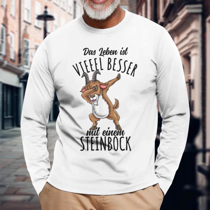 Das Leben Ist Besser Mit Einem Steinbock Langarmshirts Geschenke für alte Männer