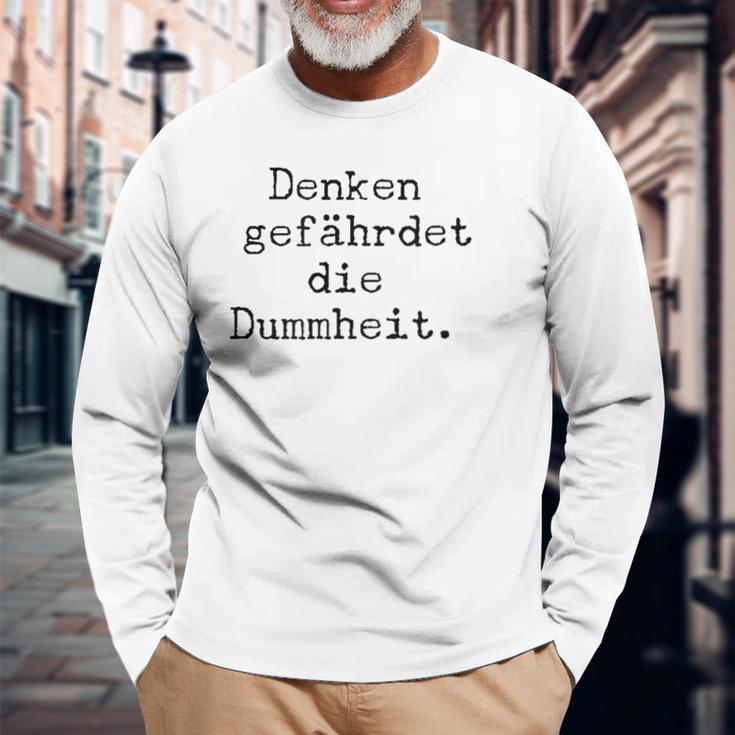 Denken Gefährdet Die Stummheit With Saying Print Langarmshirts Geschenke für alte Männer