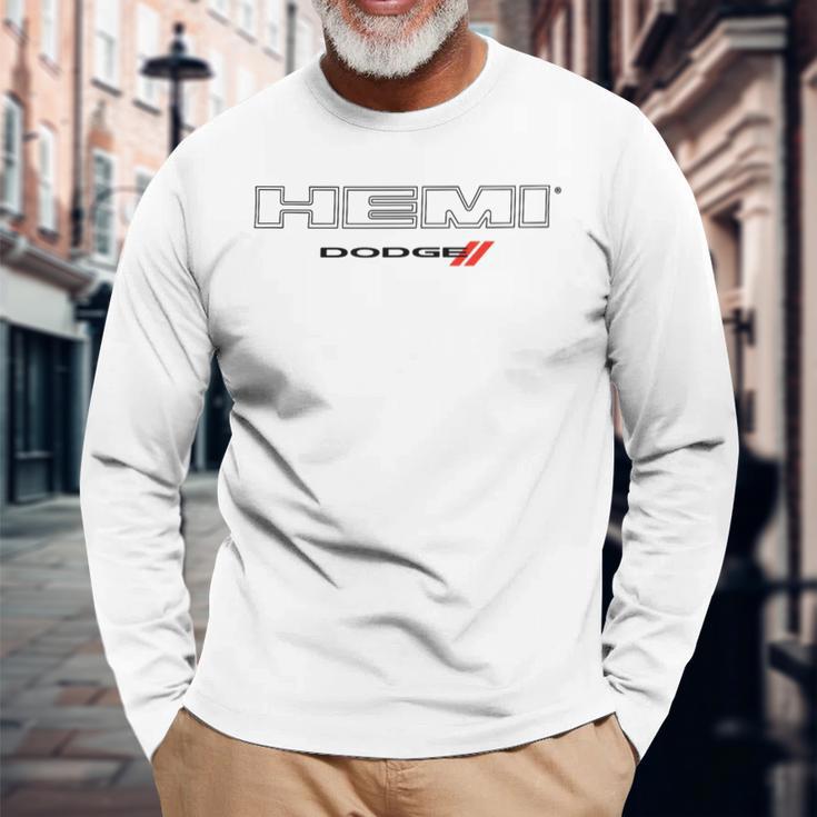 Dodge Hemi Dark Wordmark Logo Langarmshirts Geschenke für alte Männer