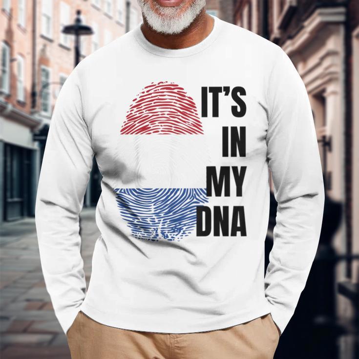 Dutch Flag Dna Fingerprint Holland Orange Orange Langarmshirts Geschenke für alte Männer