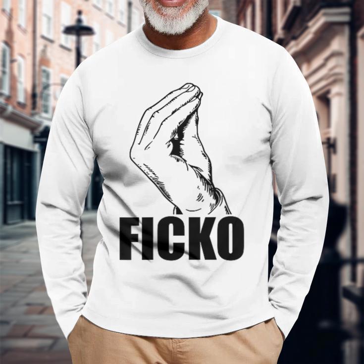 Ficko Hand Sign Fun Italian Langarmshirts Geschenke für alte Männer