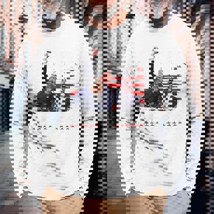 Fight Legends Never Die 2024 Trump Shooting Sul Retro Maglietta a maniche lunghe Regalos para ancianos