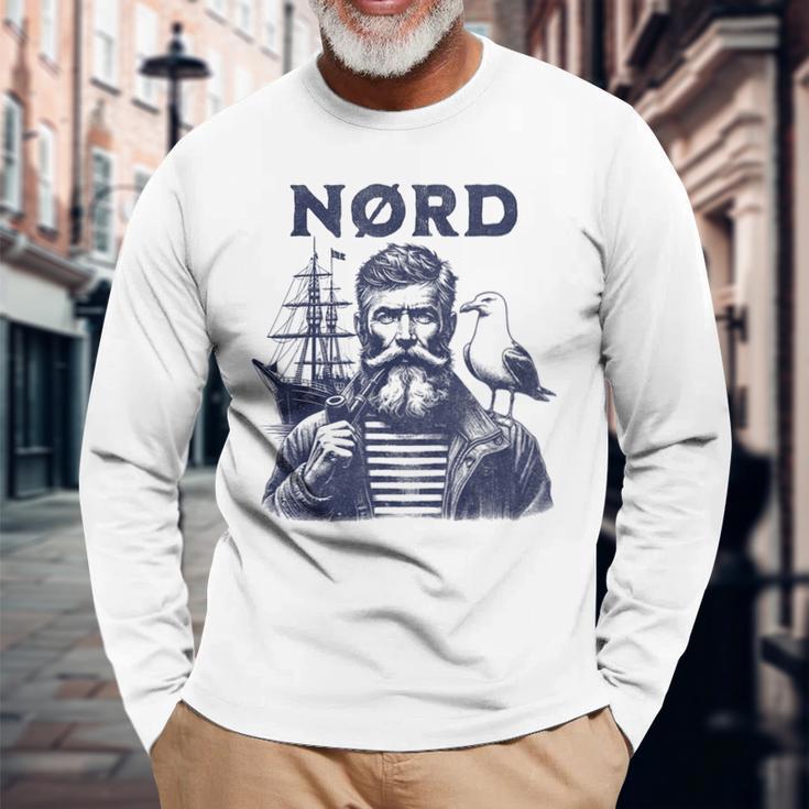 Fischer Mit Seagull Nord Sailor Captain Langarmshirts Geschenke für alte Männer