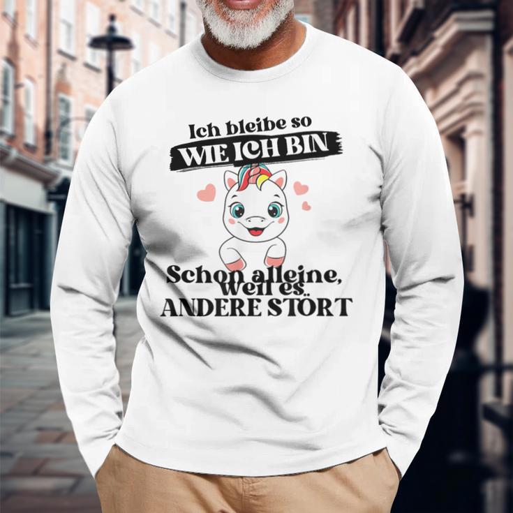 Ich Bleibe Wie Ich Bin Selbstbewus German Langu Gray Langarmshirts Geschenke für alte Männer