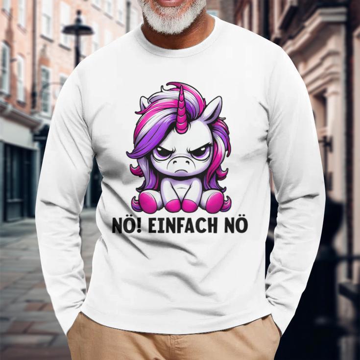 Unicorn Nö Einfach Nö Slogan Langarmshirts Geschenke für alte Männer