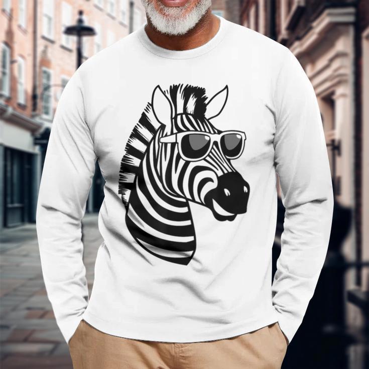 Zebra With Sunglasses Langarmshirts Geschenke für alte Männer