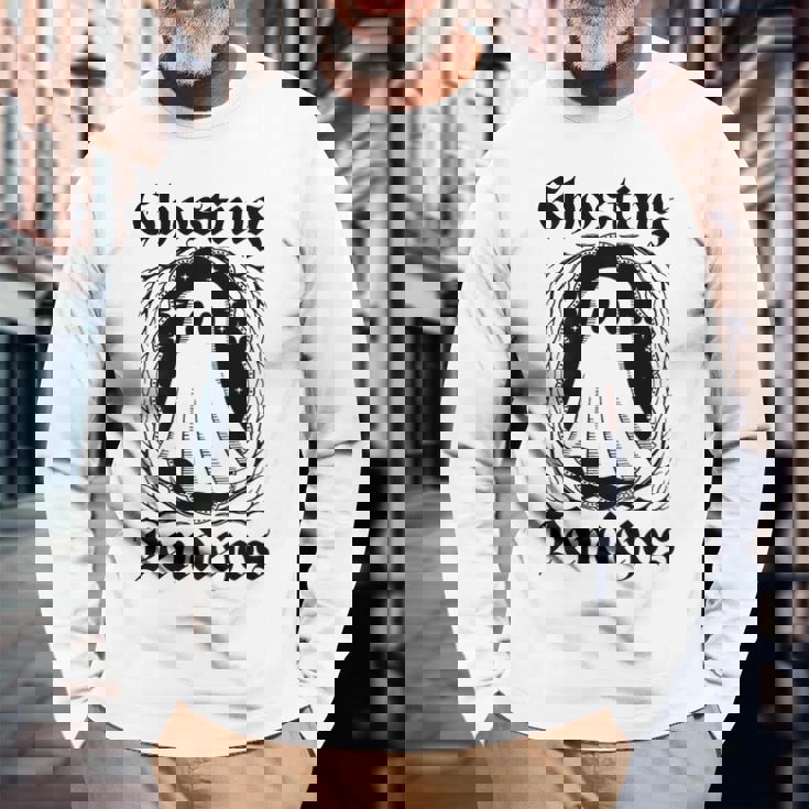 Ghosting Pendejos Mexican Ghost Halloween On Back Long Sleeve T-Shirt Gifts for Old Men