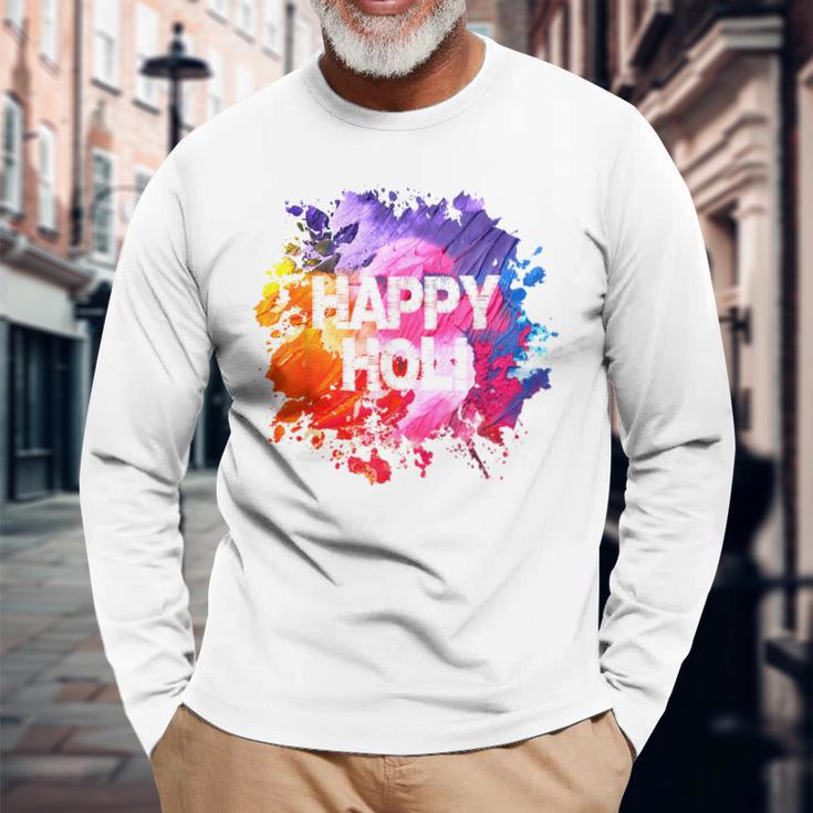 Happy Holi Festival Of Colors Holi Blue Langarmshirts Geschenke für alte Männer