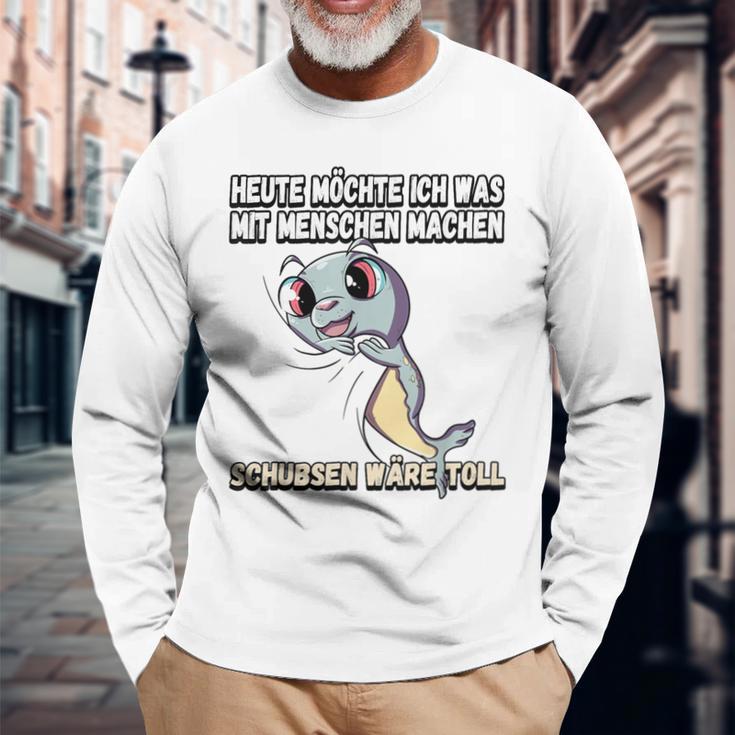 Heute Möchte Ich Was Mit Menschschen Machen Schubsen S Langarmshirts Geschenke für alte Männer