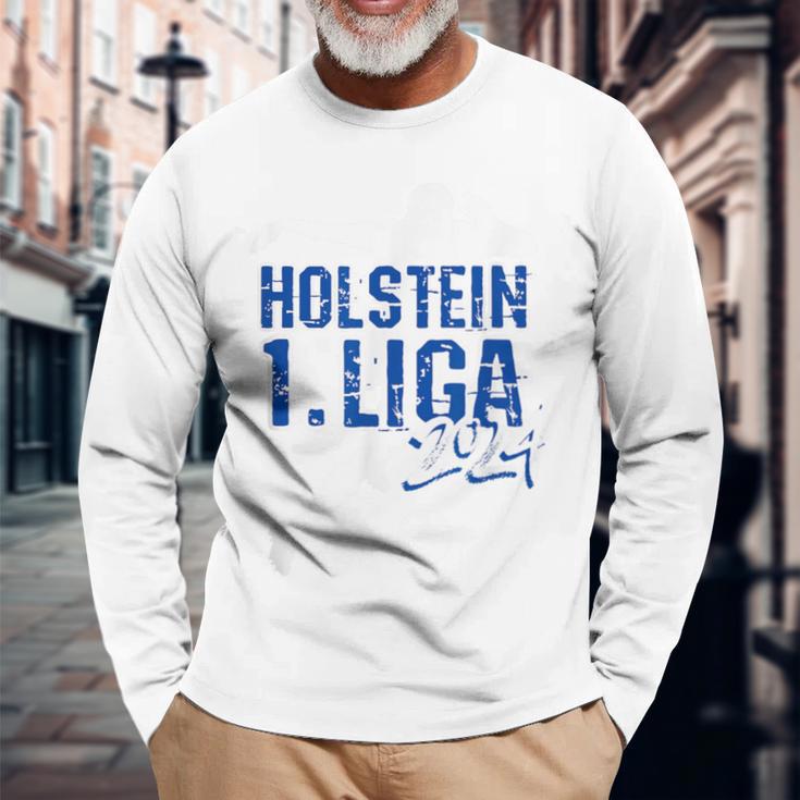 Holstein Football Kicken Fan Kiel Stadium Blue Blue Langarmshirts Geschenke für alte Männer