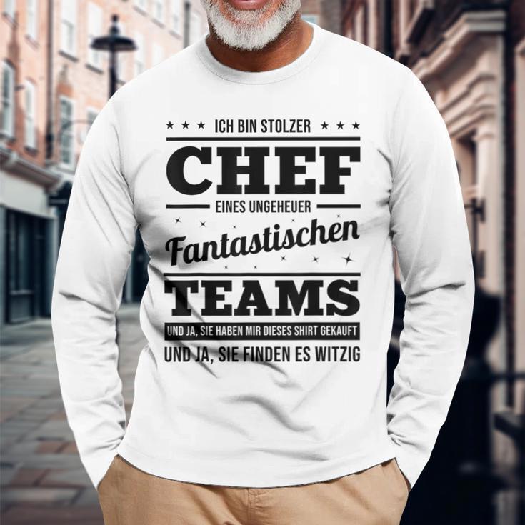 Ich Bin Stolzer Chef Eines Unheuer Fantastische Teams Job Langarmshirts Geschenke für alte Männer