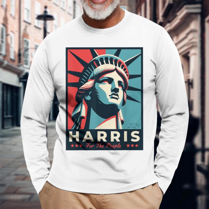 Kamala Harris 2024 Freiheitsstatue Repräsentiert Freiheit 2024 Langarmshirts Geschenke für alte Männer