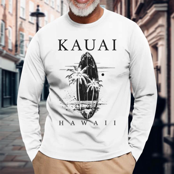 Kauai Hawaii Surfintage Surfer Gray Langarmshirts Geschenke für alte Männer