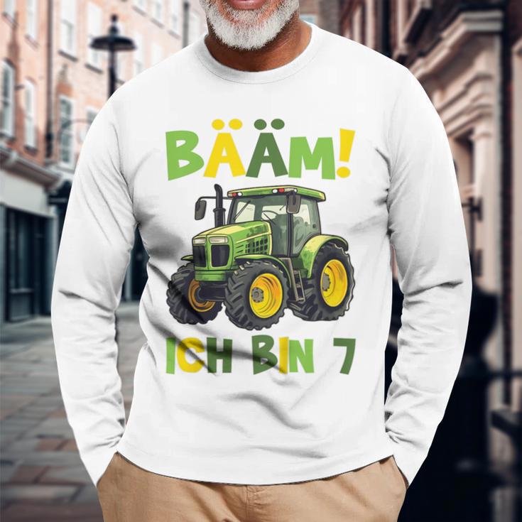 Kinder Bääm Ich Bin 7Ier Jahre Junge 7Th Birthday Tractor Langarmshirts Geschenke für alte Männer