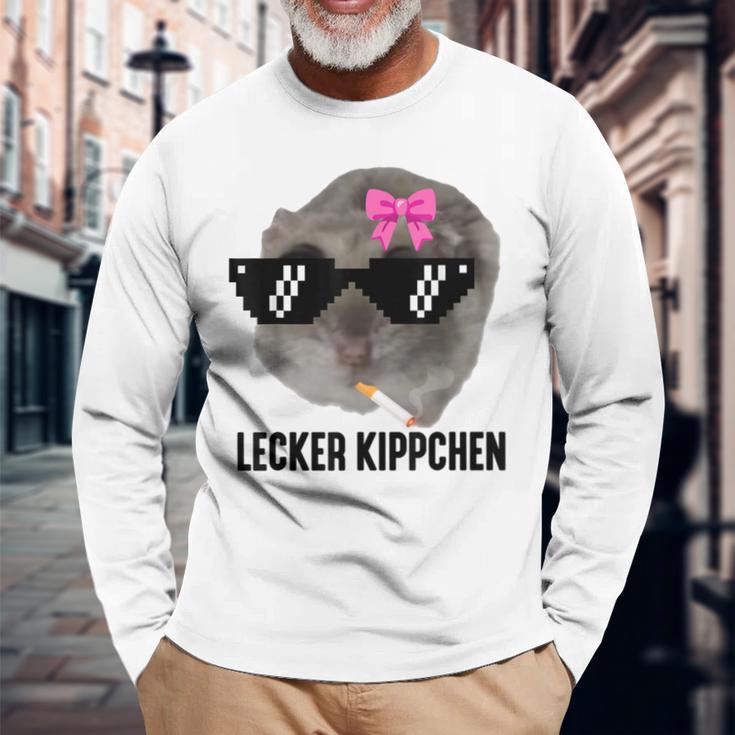 Lecker Kippchen X Sad Hamster Meme Kippe Zigarette Smoking Langarmshirts Geschenke für alte Männer