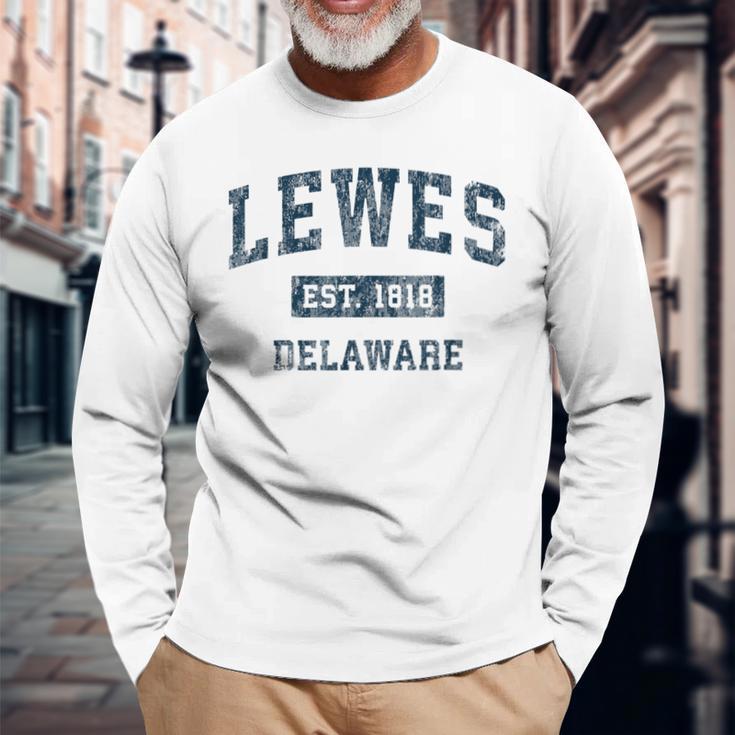 Lewes Delaware Deintage-Sportdesign Marineblau-Druck Langarmshirts Geschenke für alte Männer