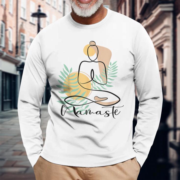 A Line Yoga Life Energy Chakra Meditation Namaste S Langarmshirts Geschenke für alte Männer