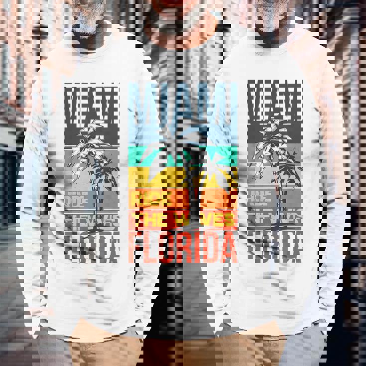 I Love Miami Cool Miami Beach Illustration Graphic Maglietta a maniche lunghe Regalos para ancianos