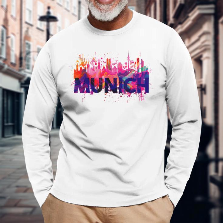 Munich Skyline Munich Langarmshirts Geschenke für alte Männer