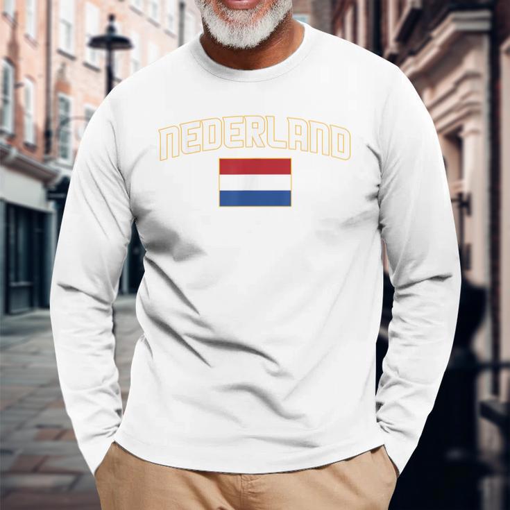 Netherlands Nederland Nederlandselag Netherlands Flag Orange Orange Langarmshirts Geschenke für alte Männer