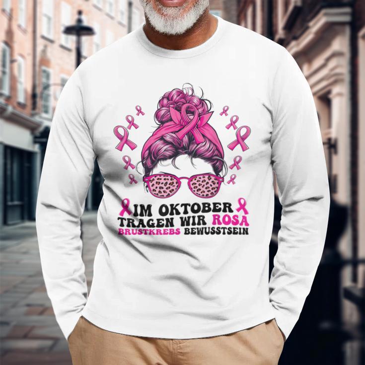 Im October Tragen Wir Rosa Brustkrebs Bewusstsein Langarmshirts Geschenke für alte Männer