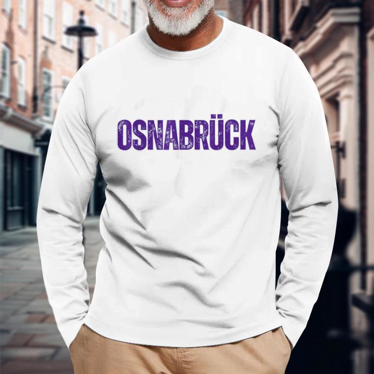 Osnabrück Football Fan Purple Purple Langarmshirts Geschenke für alte Männer