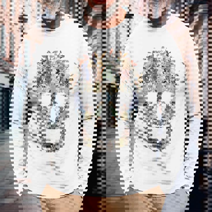 Scary Skull Bunny Rabbit Horror Halloween Long Sleeve T-Shirt Gifts for Old Men