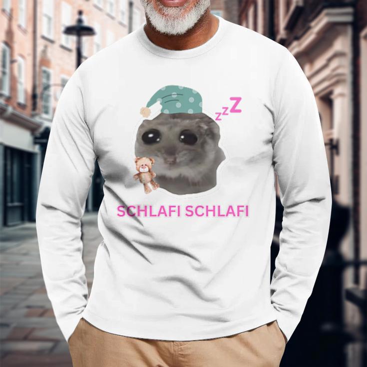 Schlafi Schlafi Sad Hamster Meme Gray Langarmshirts Geschenke für alte Männer