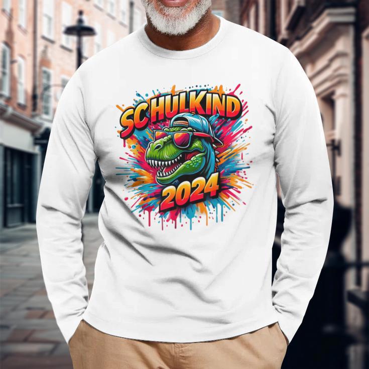 Schulkind 2024Rex Dino School Langarmshirts Geschenke für alte Männer